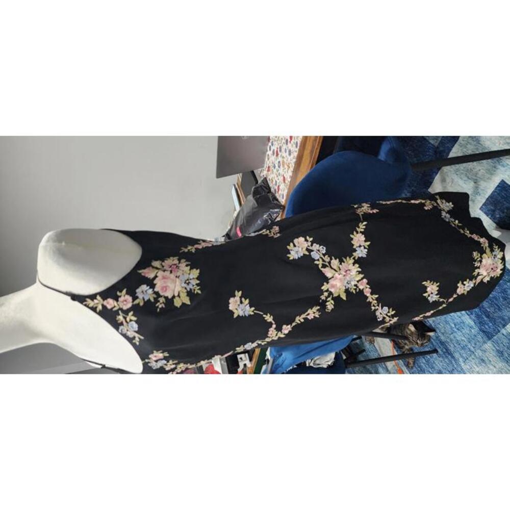 Elegant Black Floral Embroidered Slip Dress #3 - Picture 2 of 7